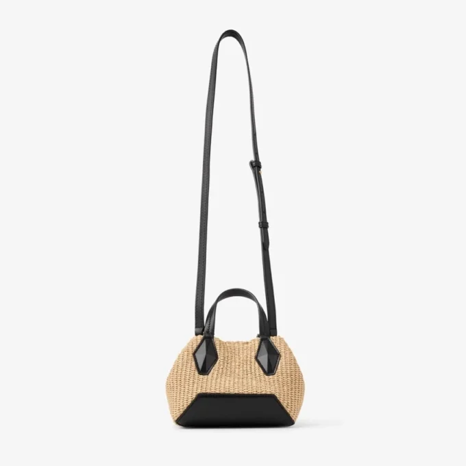 Bolso tote Diamond Mini de rafia natural Bolso tote Diamond Mini de rafia natural