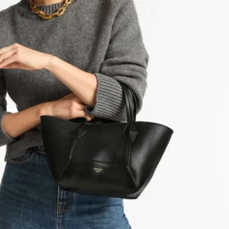 Bolso tote Diamond pequeño de piel de becerro negro