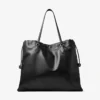 Bolso tote grande con cordón de piel de napa negra y logotipo de jimmy choo en relieve