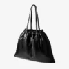 Bolso tote grande con cordón de piel de napa negra y logotipo de jimmy choo en relieve