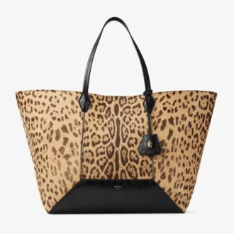 Bolso tote grande Diamond Bolso tote de potro con estampado de leopardo natural