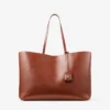 Bolso tote Nine2Five East-West de piel con estampado Elaphe en color coñac