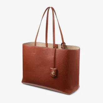 Bolso tote Nine2Five East-West de piel con estampado Elaphe en color coñac