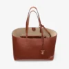 Bolso tote Nine2Five East-West de piel con estampado Elaphe en color coñac