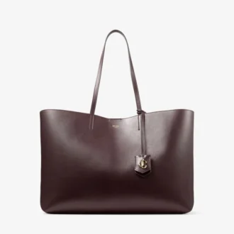 Bolso tote Nine2Five East-West de piel de becerro lisa en color merlot intenso