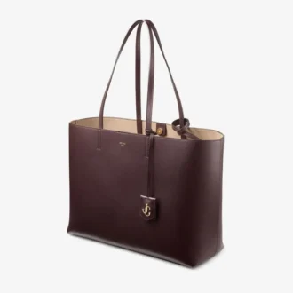 Bolso tote Nine2Five East-West de piel de becerro lisa en color merlot intenso