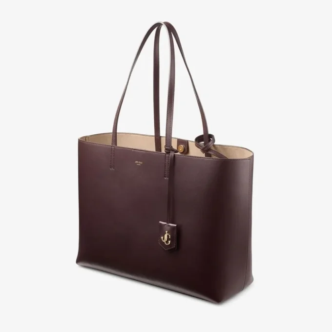 Bolso tote Nine2Five East-West de piel de becerro lisa en color merlot intenso