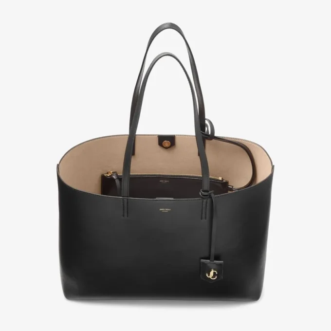Bolso tote Nine2Five East-West de piel de becerro lisa negra Bolso tote Nine2Five East-West de piel de becerro lisa negra