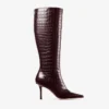Botas Agathe 85 Sambuco de piel brillante con relieve de cocodrilo