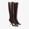 Botas Agathe 85 Sambuco de piel brillante con relieve de cocodrilo