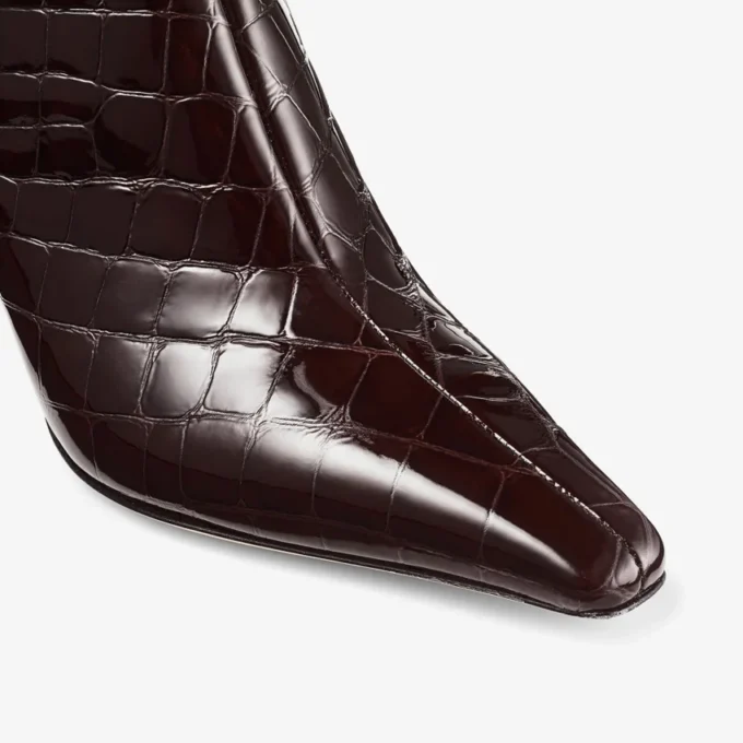 Botas Agathe 85 Sambuco de piel brillante con relieve de cocodrilo