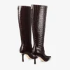 Botas Agathe 85 Sambuco de piel brillante con relieve de cocodrilo
