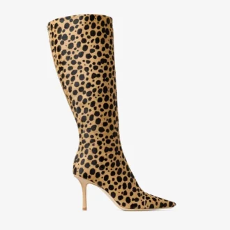 Botas altas Gloria 85 de piel de potro con estampado de leopardo natural