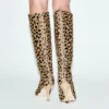 Botas altas Gloria 85 de piel de potro con estampado de leopardo natural