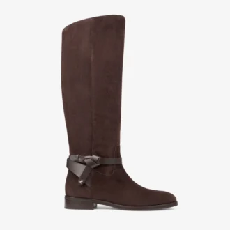 Botas altas Lawton de ante marrón y piel de becerro