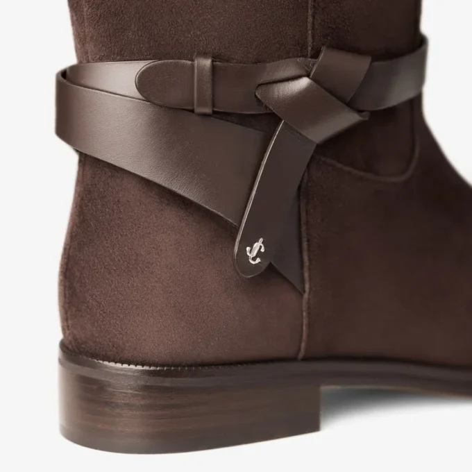 Botas altas Lawton de ante marrón y piel de becerro Botas altas Lawton de ante marrón y piel de becerro