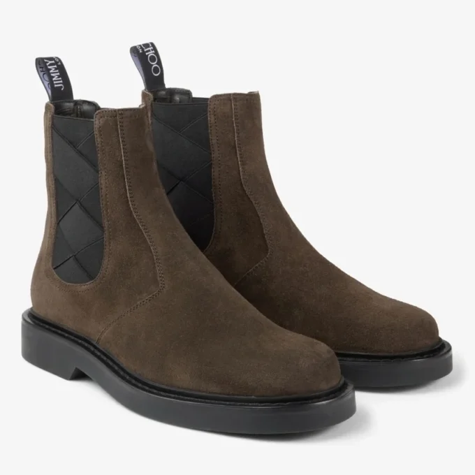 Botas Chelsea Reggie de ante de terciopelo color umbra