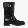 Botas de media caña de motero en piel de motero negra