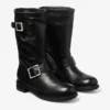 Botas de media caña de motero en piel de motero negra