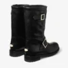 Botas de media caña de motero en piel de motero negra