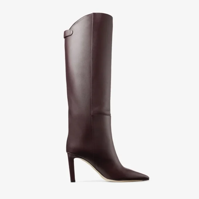 Botas hasta la rodilla Alizze 85 en color merlot oscuro, de piel lisa Botas hasta la rodilla Alizze 85 en color merlot oscuro, de piel lisa