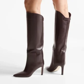 Botas hasta la rodilla Alizze 85 en color merlot oscuro, de piel lisa