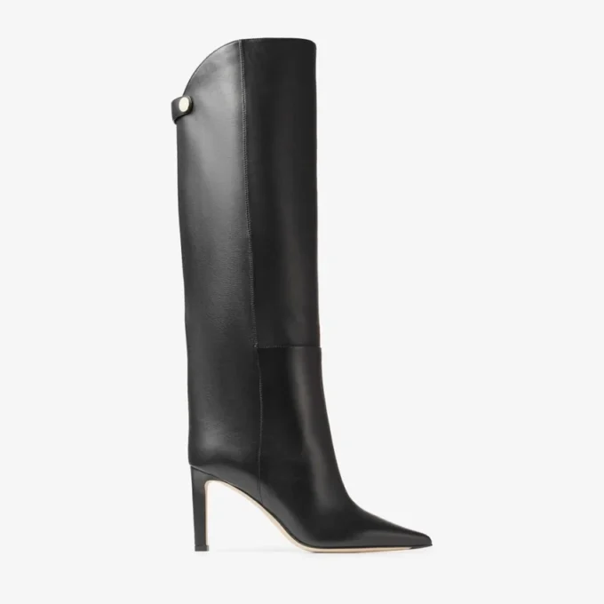 Botas hasta la rodilla Alizze 85 en piel lisa negra