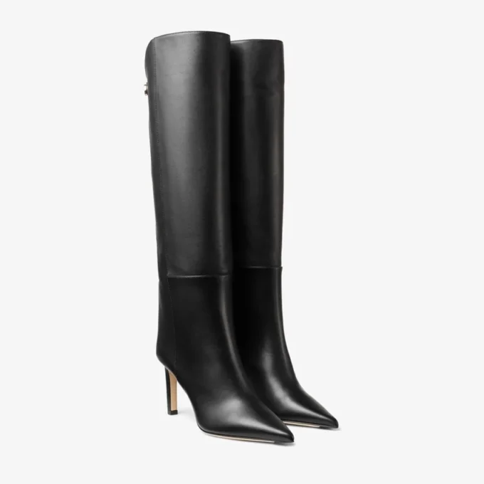Botas hasta la rodilla Alizze 85 en piel lisa negra