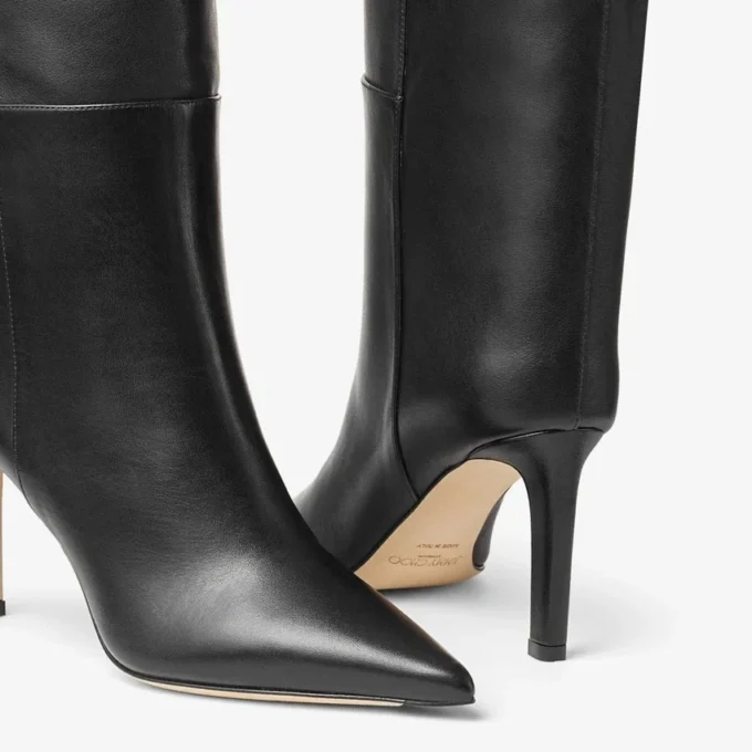 Botas hasta la rodilla Alizze 85 en piel lisa negra