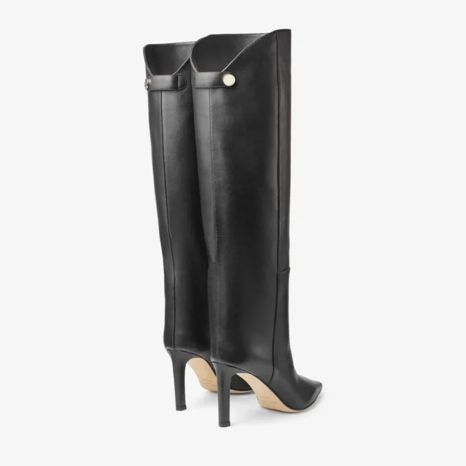 Botas hasta la rodilla Alizze 85 en piel lisa negra