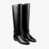 Botas hasta la rodilla Lawton en piel de becerro negro mate y vachetta suave