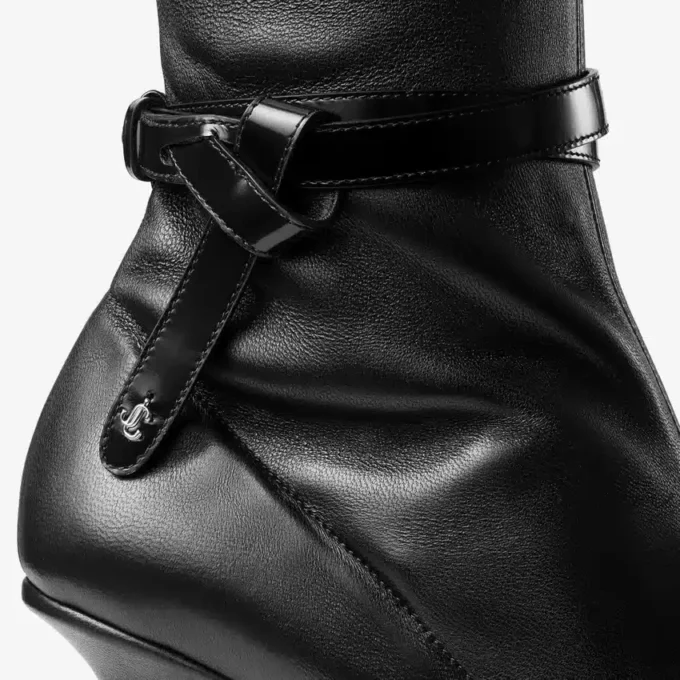 Botas por encima de la rodilla Camie en napa elástica negra y piel spazzolato Botas por encima de la rodilla Camie en napa elástica negra y piel spazzolato