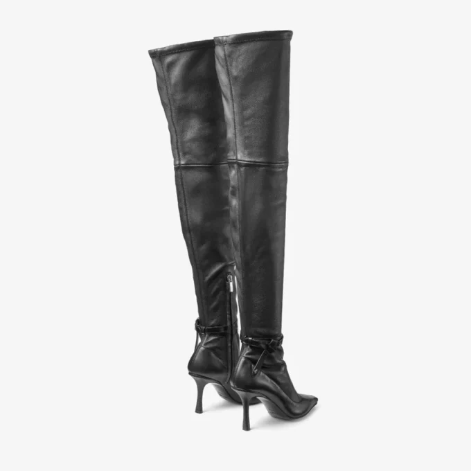 Botas por encima de la rodilla Camie en napa elástica negra y piel spazzolato Botas por encima de la rodilla Camie en napa elástica negra y piel spazzolato
