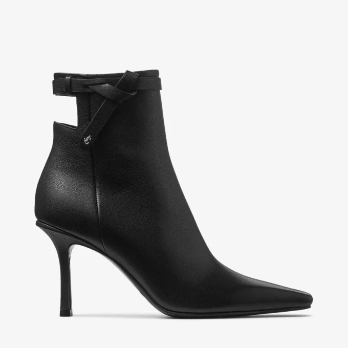 Botines Camie 85 en piel de cabrito brillante negra