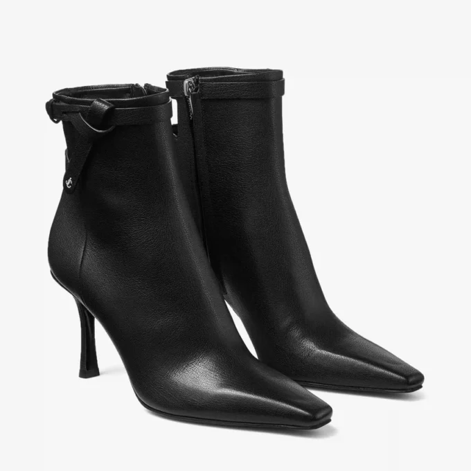 Botines Camie 85 en piel de cabrito brillante negra