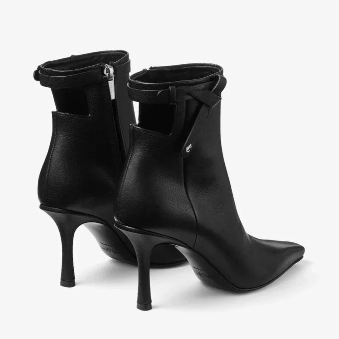 Botines Camie 85 en piel de cabrito brillante negra