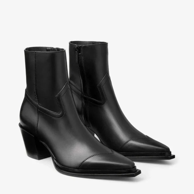 Botines Cece 60 en piel vachetta suave negra Botines Cece 60 en piel vachetta suave negra