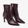 Botines Frankie  85 Botines de cuero con relieve de cocodrilo en color merlot intenso