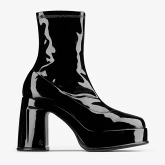 Botines Hadi 100 en tejido elástico charol negro
