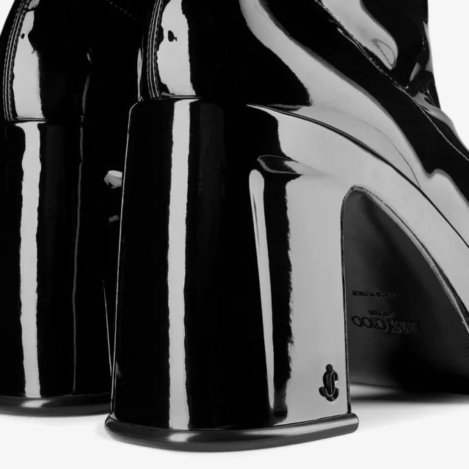 Botines Hadi 100 en tejido elástico charol negro Botines Hadi 100 en tejido elástico charol negro