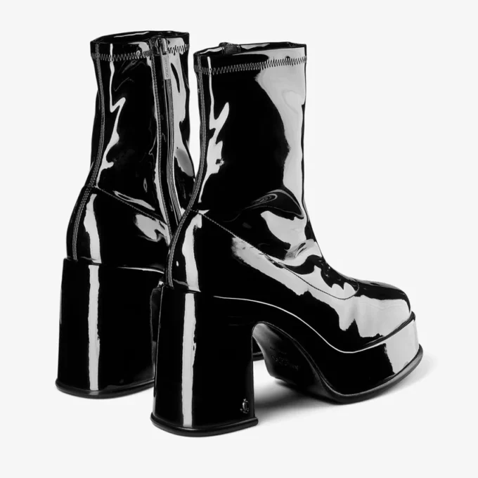 Botines Hadi 100 en tejido elástico charol negro Botines Hadi 100 en tejido elástico charol negro