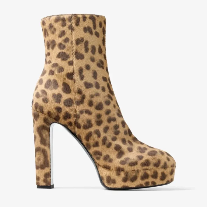 Botines Marene 120 de potro con estampado de leopardo natural Botines Marene 120 de potro con estampado de leopardo natural