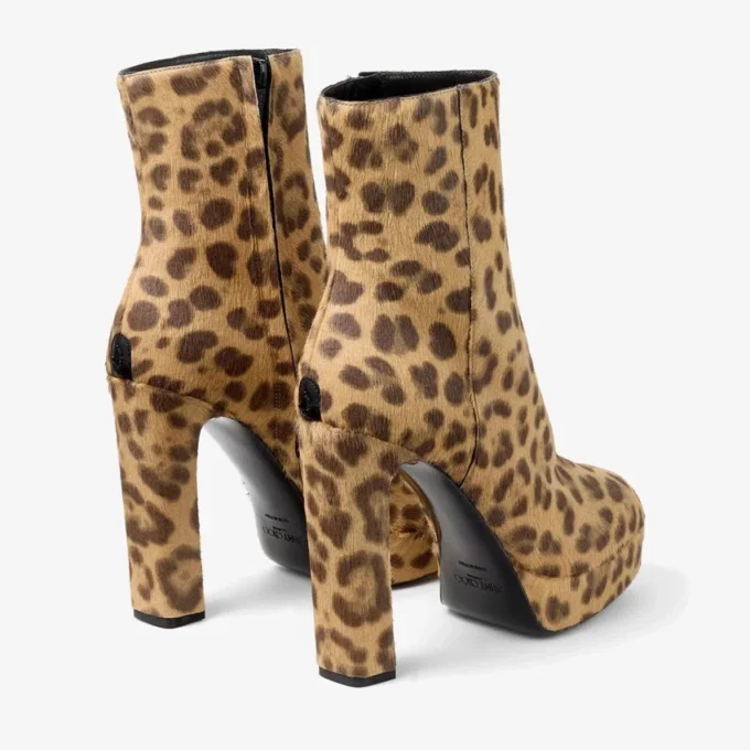 Botines Marene 120 de potro con estampado de leopardo natural Botines Marene 120 de potro con estampado de leopardo natural