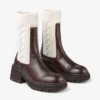Botines planos Tamia de piel de becerro brillante color chocolate con punto trenzado Botines planos Tamia de piel de becerro brillante color chocolate con punto trenzado