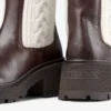 Botines planos Tamia de piel de becerro brillante color chocolate con punto trenzado Botines planos Tamia de piel de becerro brillante color chocolate con punto trenzado