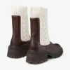 Botines planos Tamia de piel de becerro brillante color chocolate con punto trenzado Botines planos Tamia de piel de becerro brillante color chocolate con punto trenzado