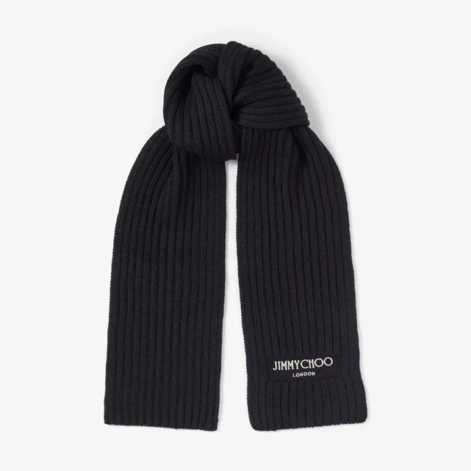 Bufanda de punto Cashwool negra Yukiko Bufanda de punto Cashwool negra Yukiko