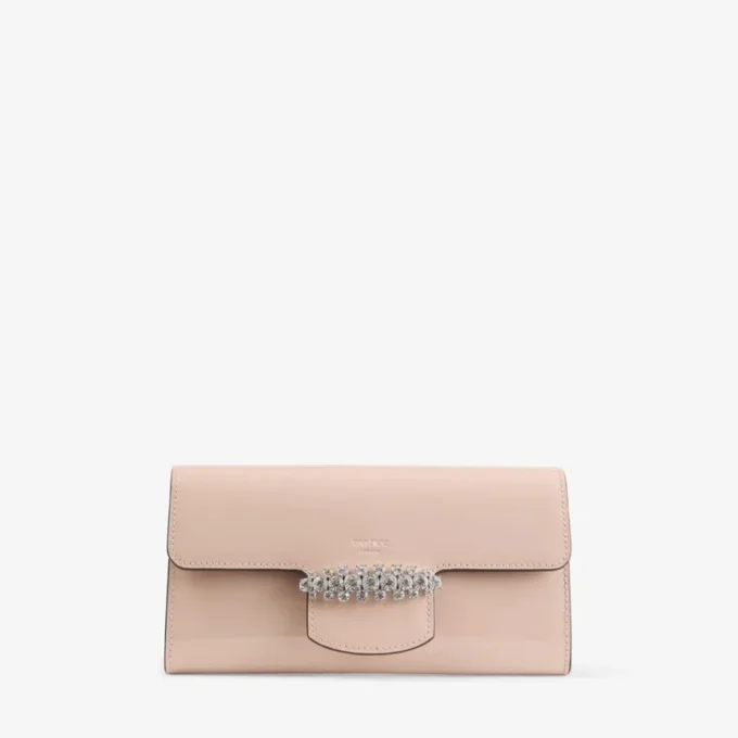 Cartera Bing con cadena Mini bolso de hombro de charol Macaron con pieza de cristal Cartera Bing con cadena Mini bolso de hombro de charol Macaron con pieza de cristal