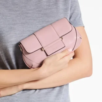 Cartera con barra y cadena Cartera de cuero Biker rosa con cadena