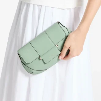 Cartera con barra y cadena Cartera de cuero Biker verde con cadena